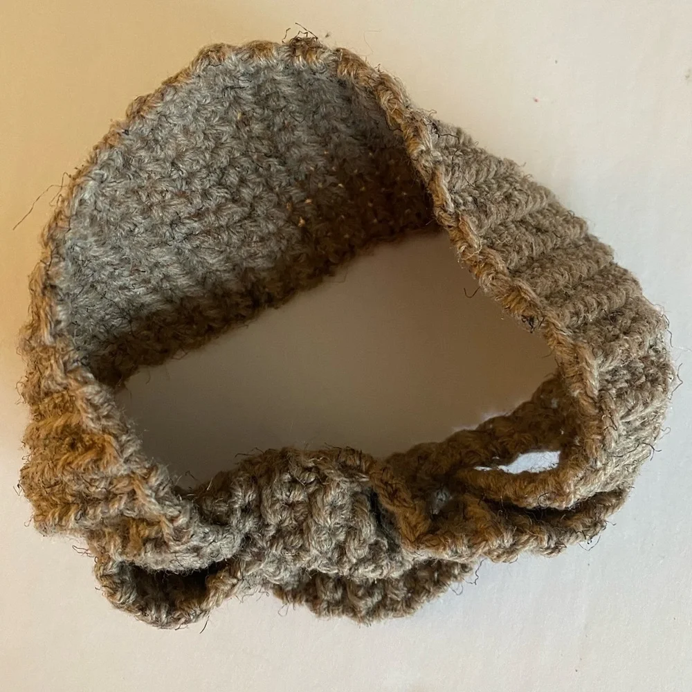 Tan hand knitted headband